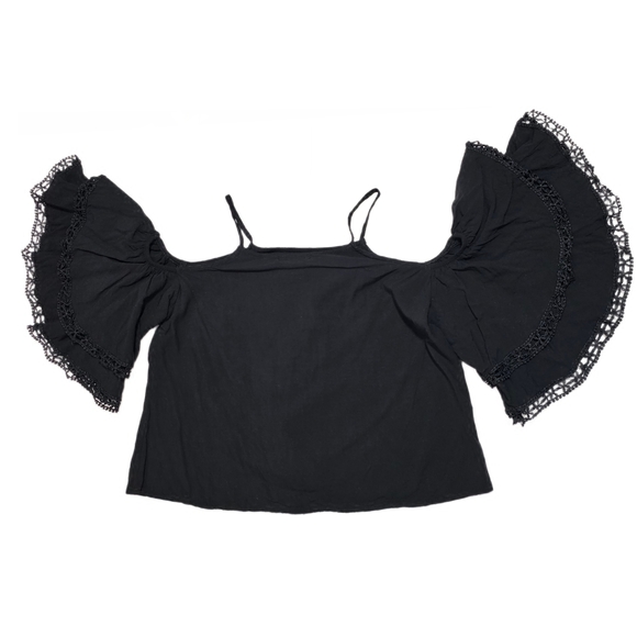 Vivid Importers Off The Shoulder Flare Bell Sleeve Boho Crochet Tank - Picture 4 of 8